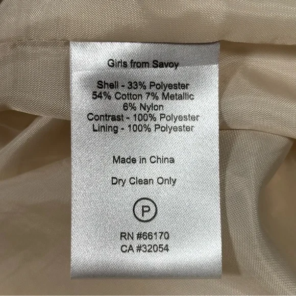 Anthropologie Girls from Savoy Dashed Gilt Brocade Dress Women’s 6 Metallic Gold - Picture 8 of 12